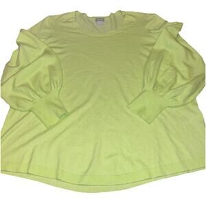 Chicos Size 3/US-XL 16 Women’s Ballon Sleeve Lime Green Sweater Ultra Soft Cozy